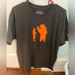 YETI tshirt grey and orange size large